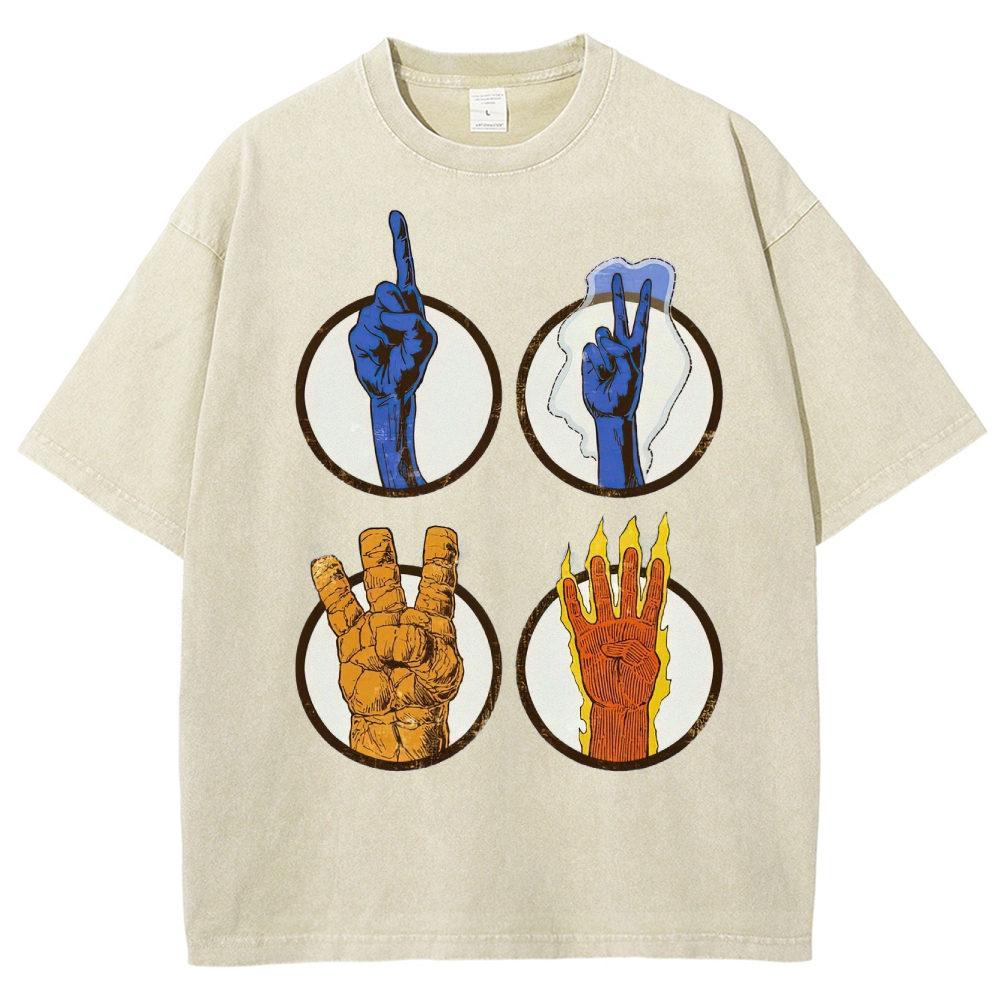 Elemental Hand Signs Graphic Washed T-Shirt