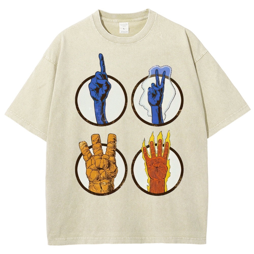 Elemental Hand Signs Graphic Washed T-Shirt
