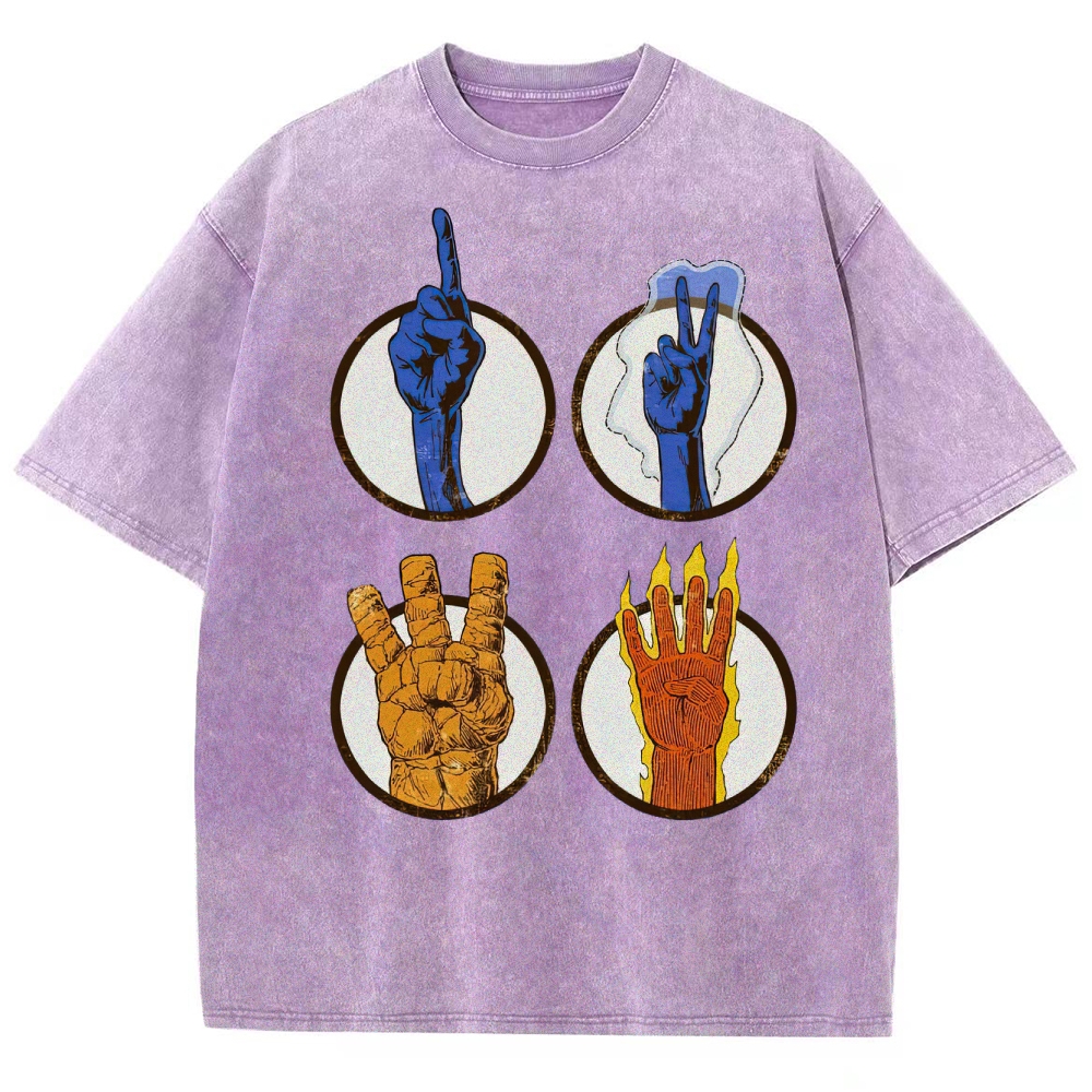 Elemental Hand Signs Graphic Washed T-Shirt