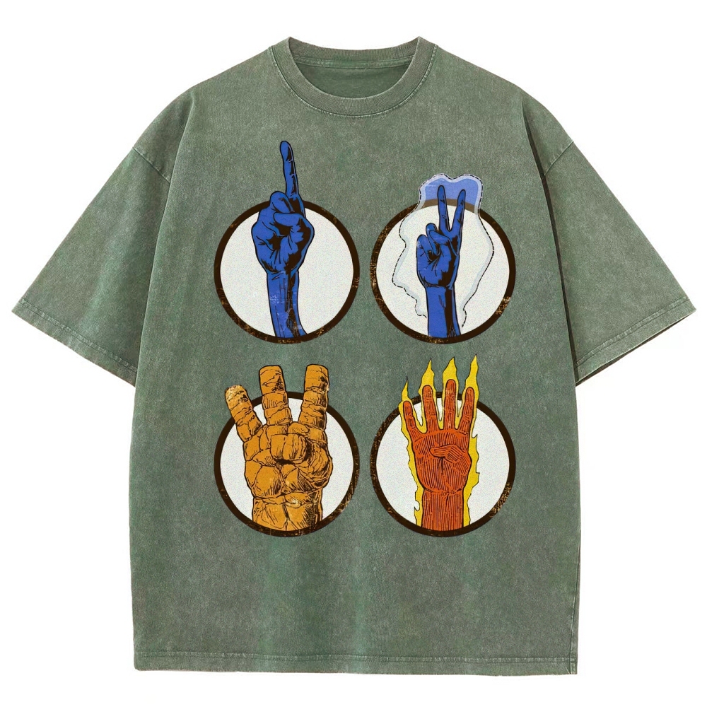 Elemental Hand Signs Graphic Washed T-Shirt