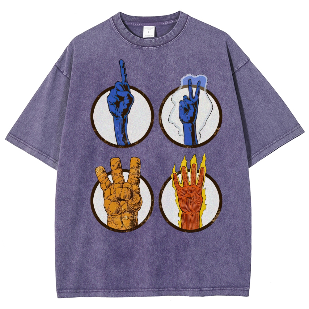 Elemental Hand Signs Graphic Washed T-Shirt
