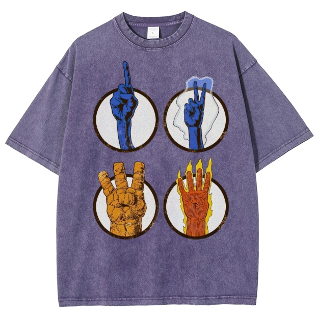 Elemental Hand Signs Graphic Washed T-Shirt