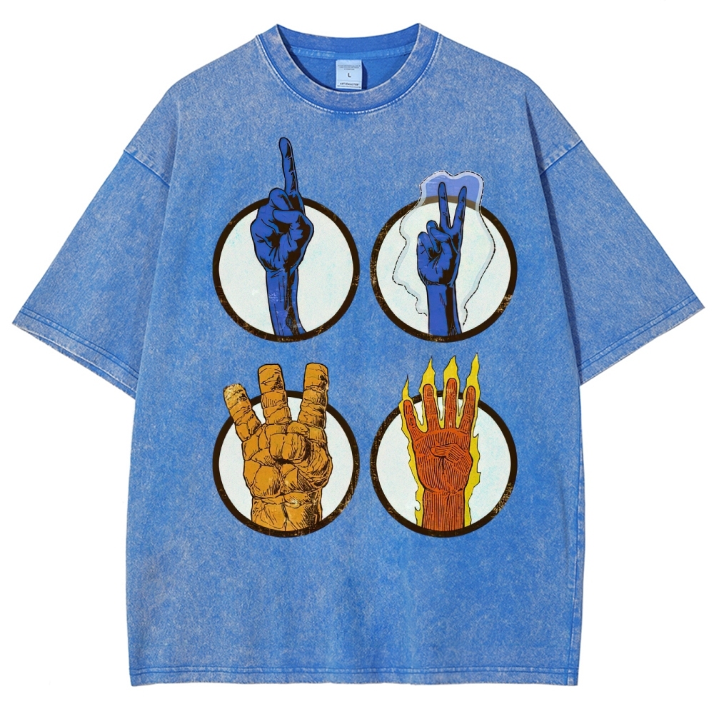 Elemental Hand Signs Graphic Washed T-Shirt