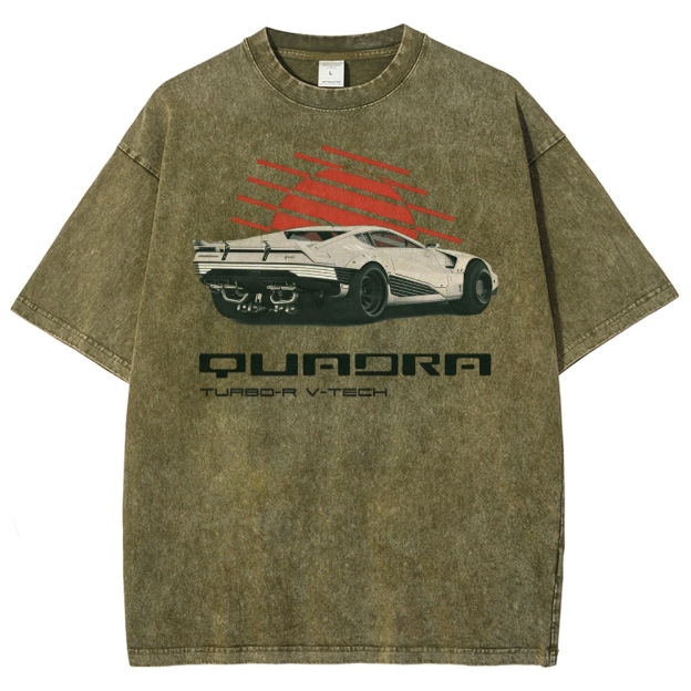 Quadra Turbo-R V-Tech Car Graphic Washed T-Shirt