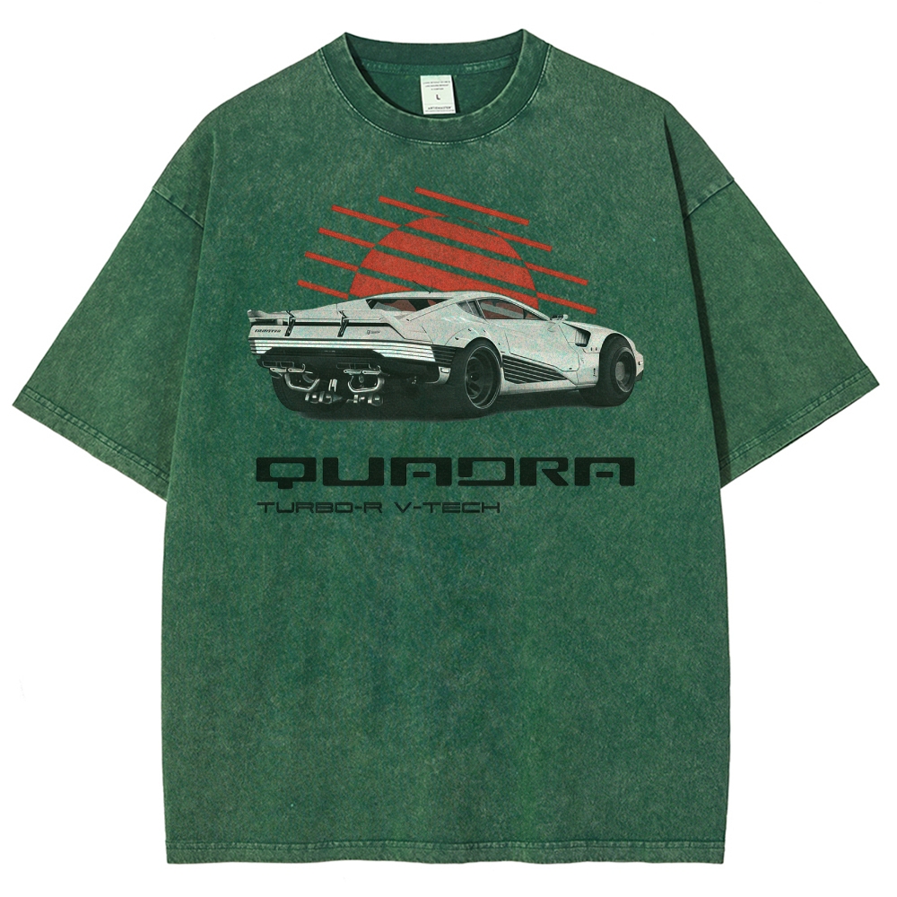 Quadra Turbo-R V-Tech Car Graphic Washed T-Shirt