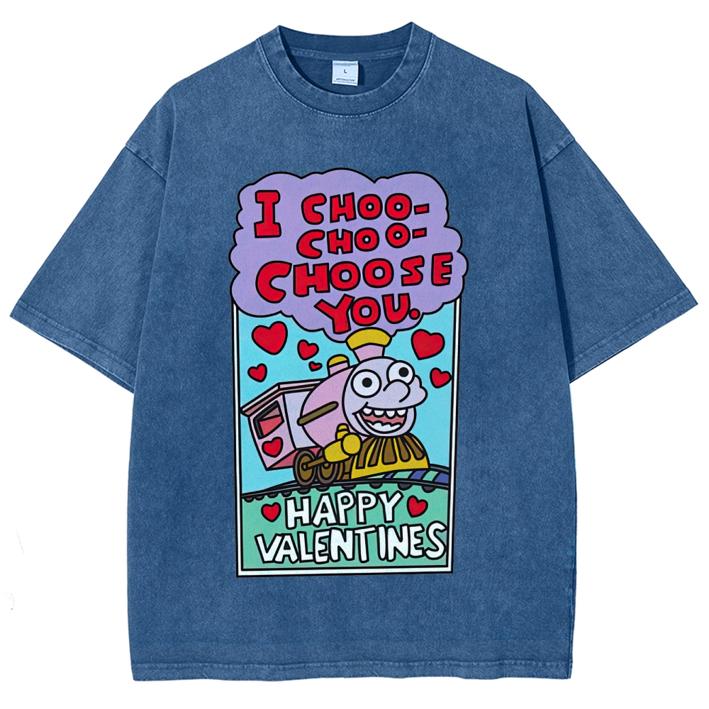 I Choo-Choo-Choose You Valentine Graphic Washed T-Shirt