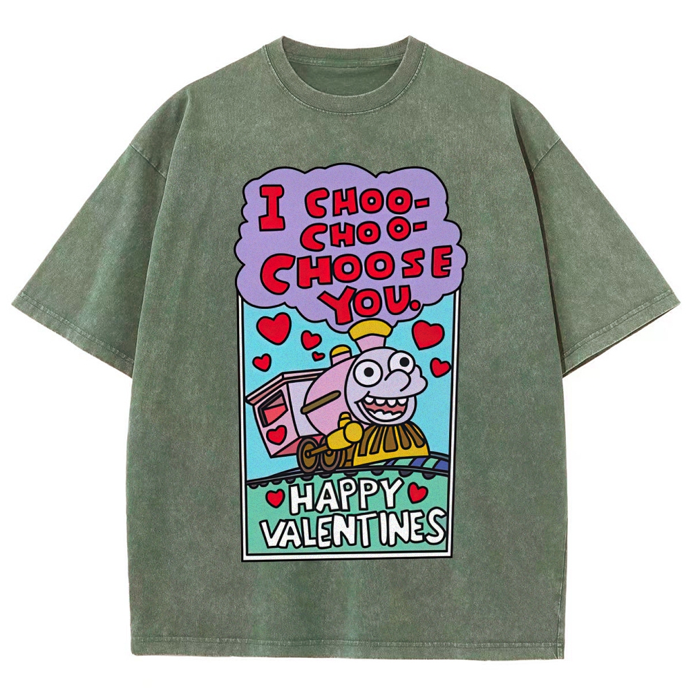 I Choo-Choo-Choose You Valentine Graphic Washed T-Shirt