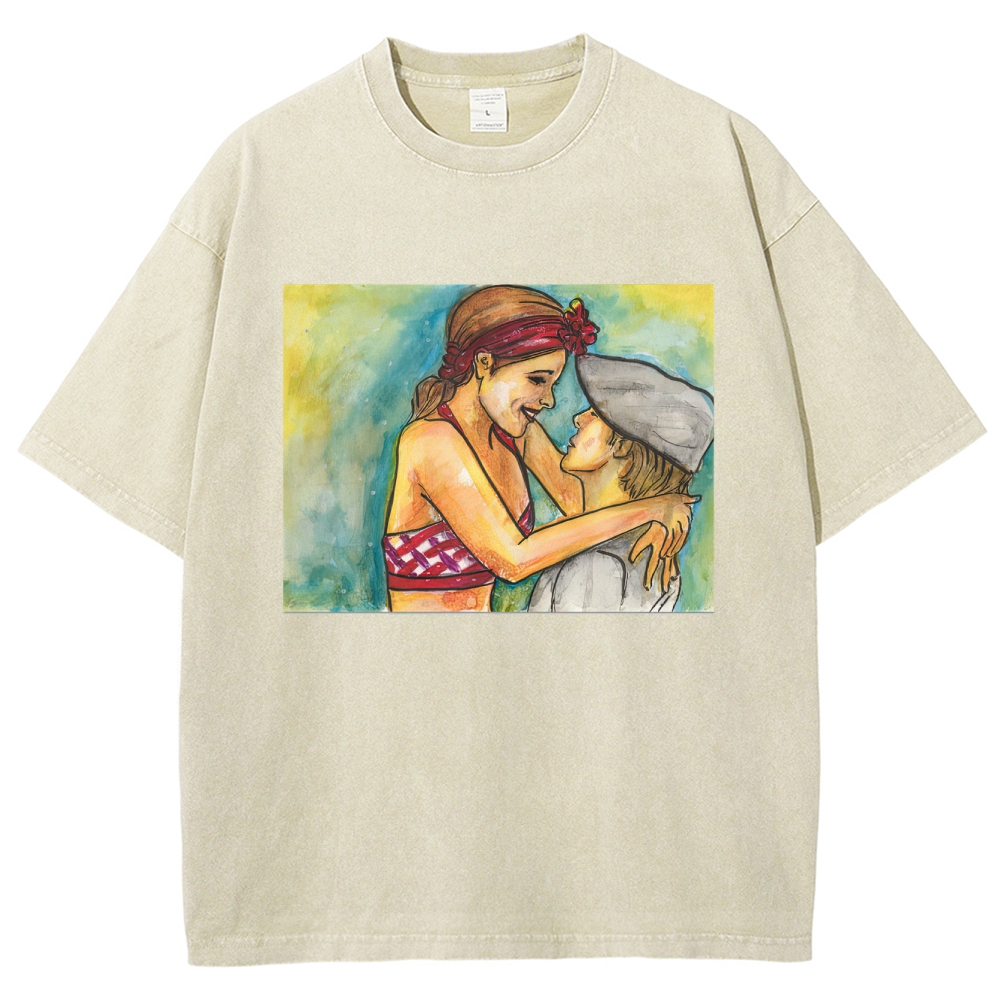 Vintage Romance Watercolor Graphic Washed T-Shirt