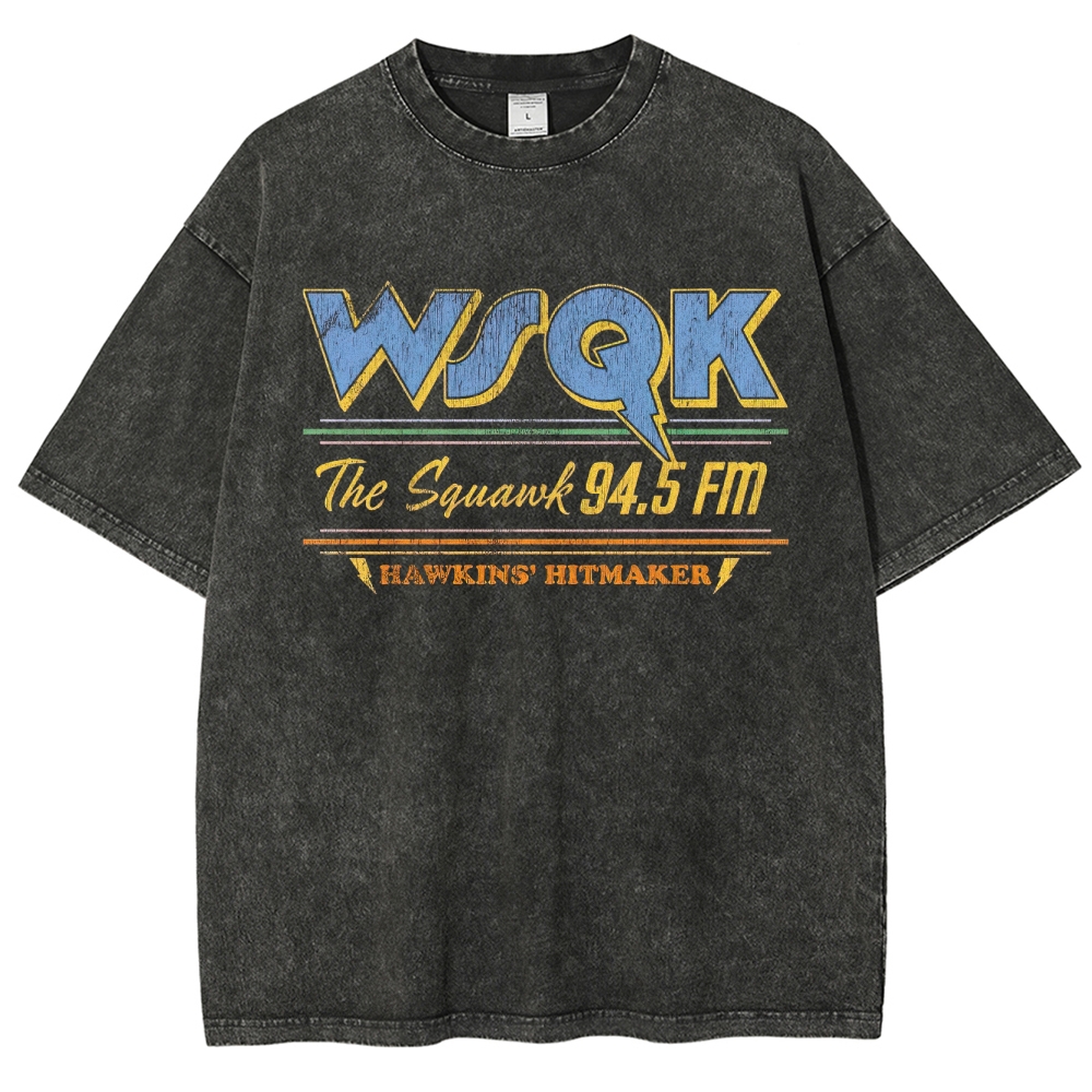 WSQK 94.5 FM Hawkins Hitmaker Graphic Washed T-Shirt