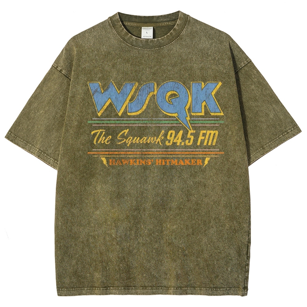 WSQK 94.5 FM Hawkins Hitmaker Graphic Washed T-Shirt
