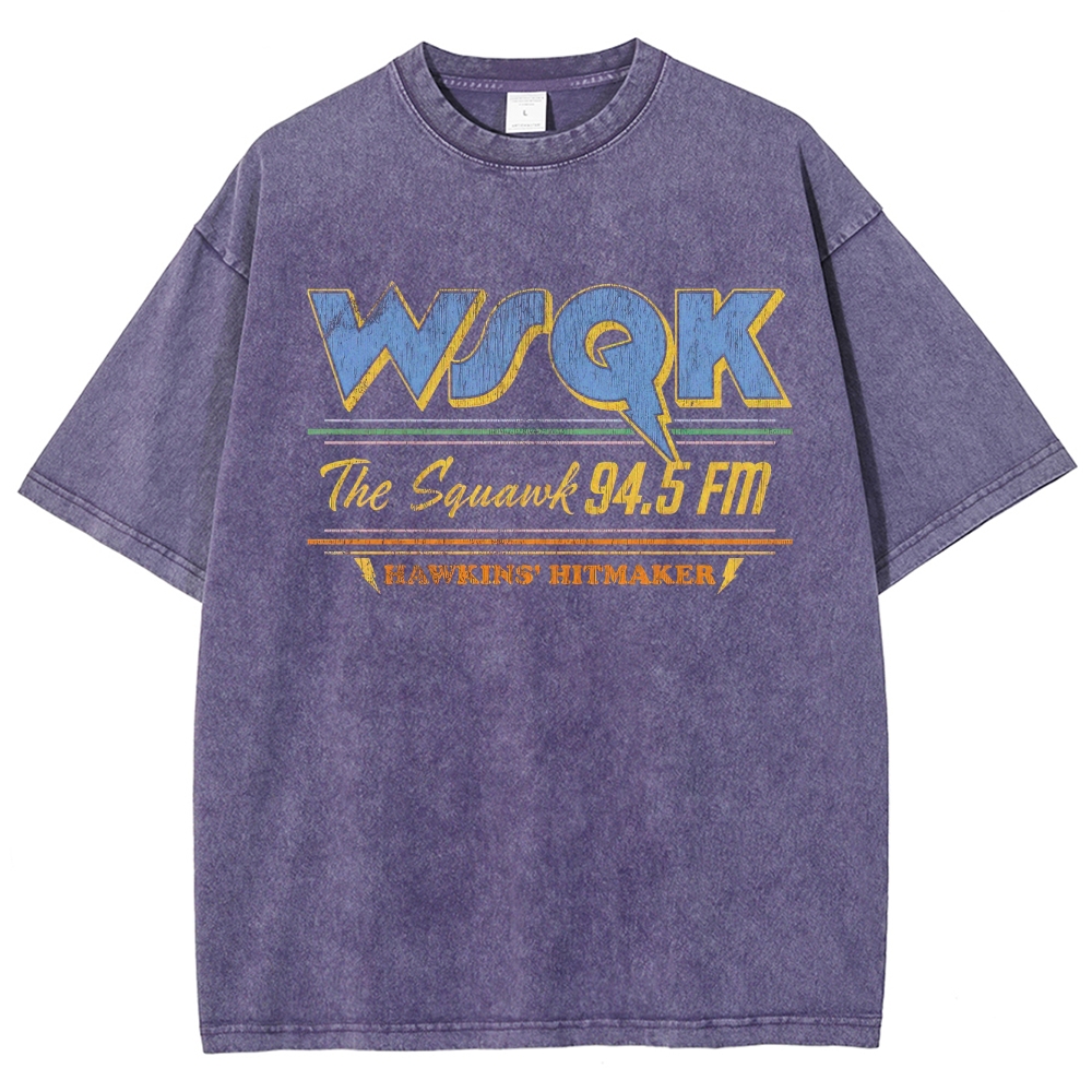 WSQK 94.5 FM Hawkins Hitmaker Graphic Washed T-Shirt
