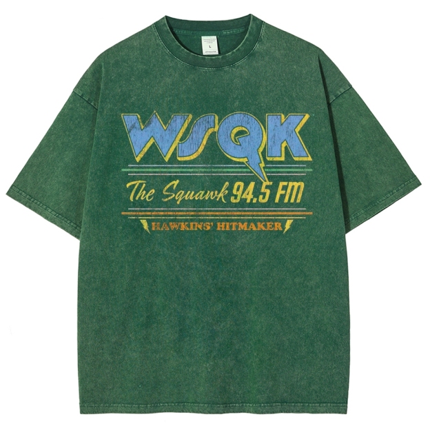 WSQK 94.5 FM Hawkins Hitmaker Graphic Washed T-Shirt