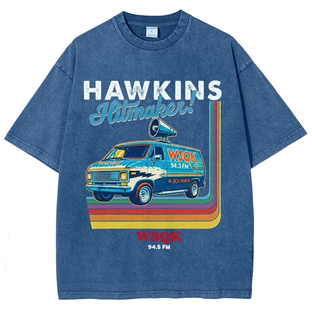 WSQK 94.5 FM Hawkins Hitmaker Van Graphic Washed T-Shirt