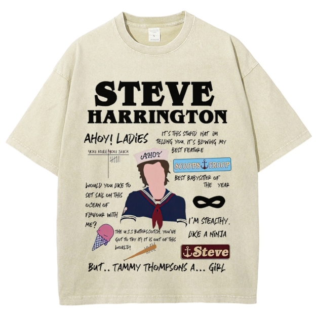 Steve Harrington Scoops Troop Graphic Washed T-Shirt