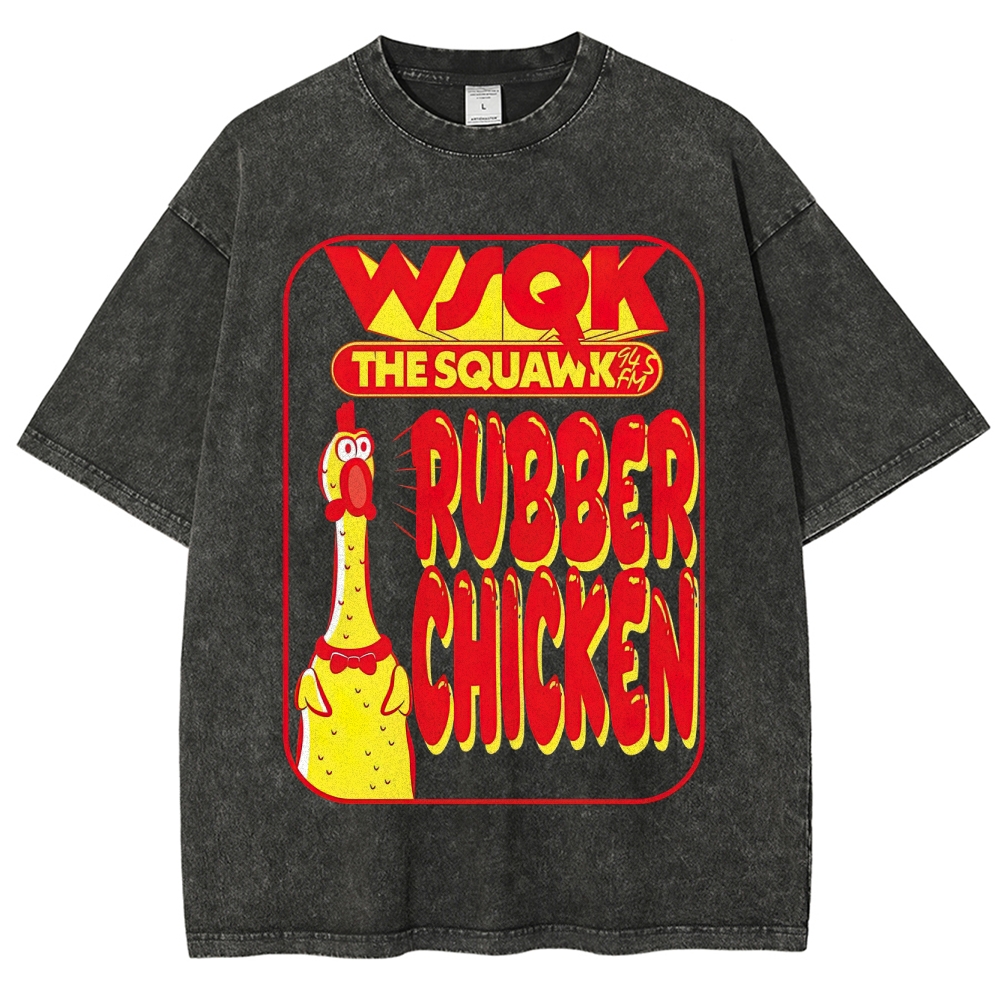 WSQK The Squawk Rubber Chicken Graphic Washed T-Shirt