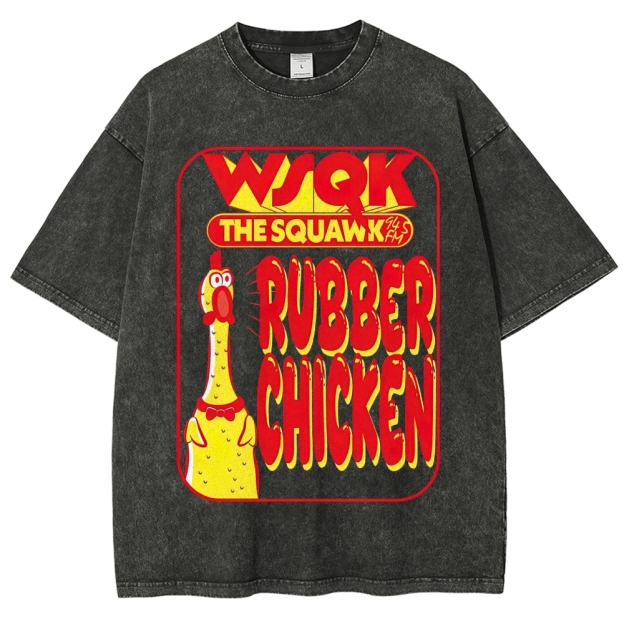 WSQK The Squawk Rubber Chicken Graphic Washed T-Shirt
