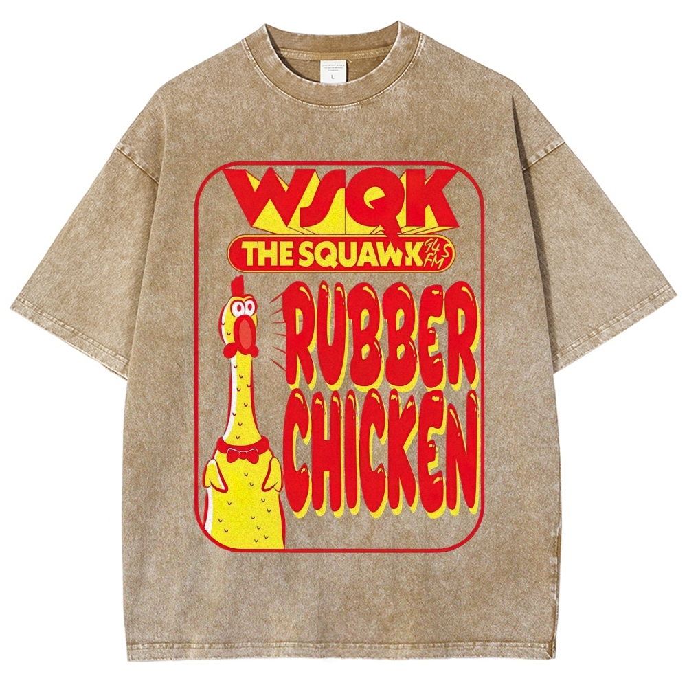 WSQK The Squawk Rubber Chicken Graphic Washed T-Shirt