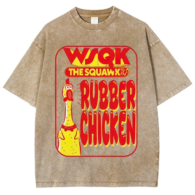 WSQK The Squawk Rubber Chicken Graphic Washed T-Shirt