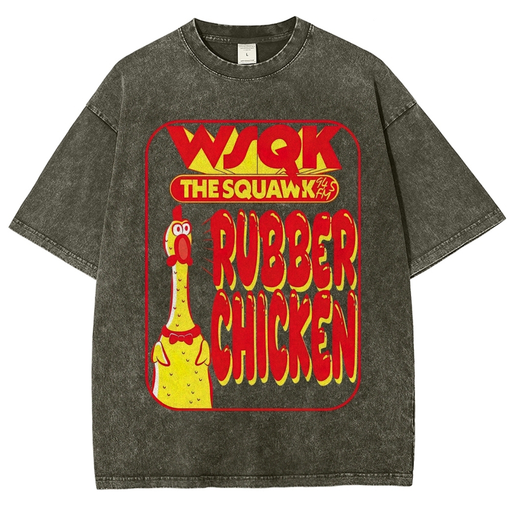 WSQK The Squawk Rubber Chicken Graphic Washed T-Shirt