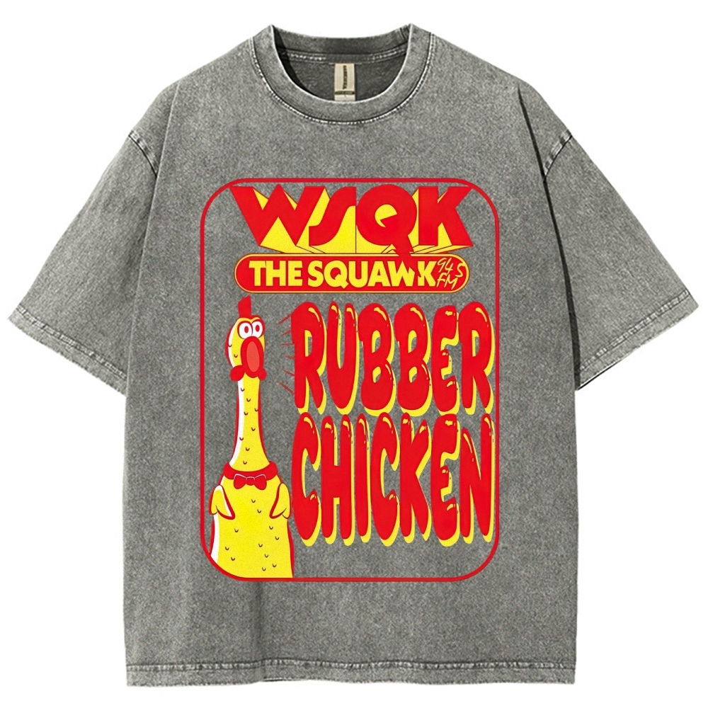 WSQK The Squawk Rubber Chicken Graphic Washed T-Shirt