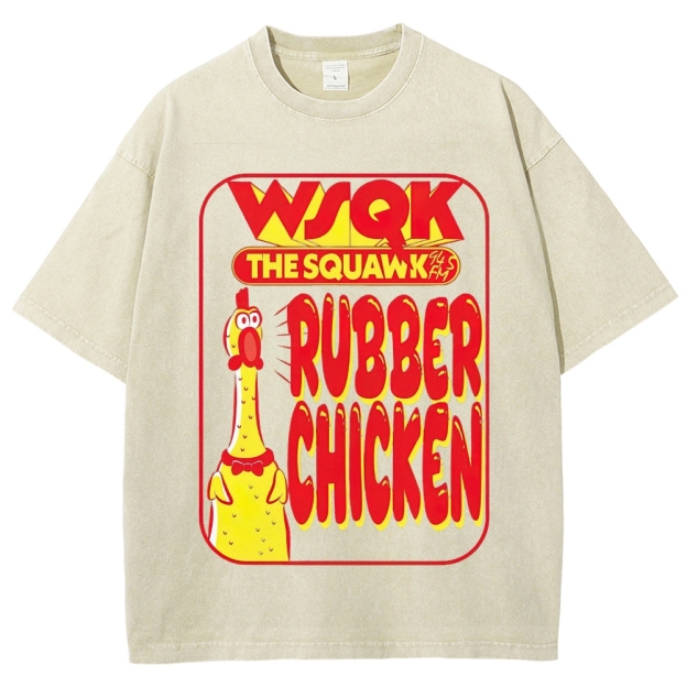 WSQK The Squawk Rubber Chicken Graphic Washed T-Shirt