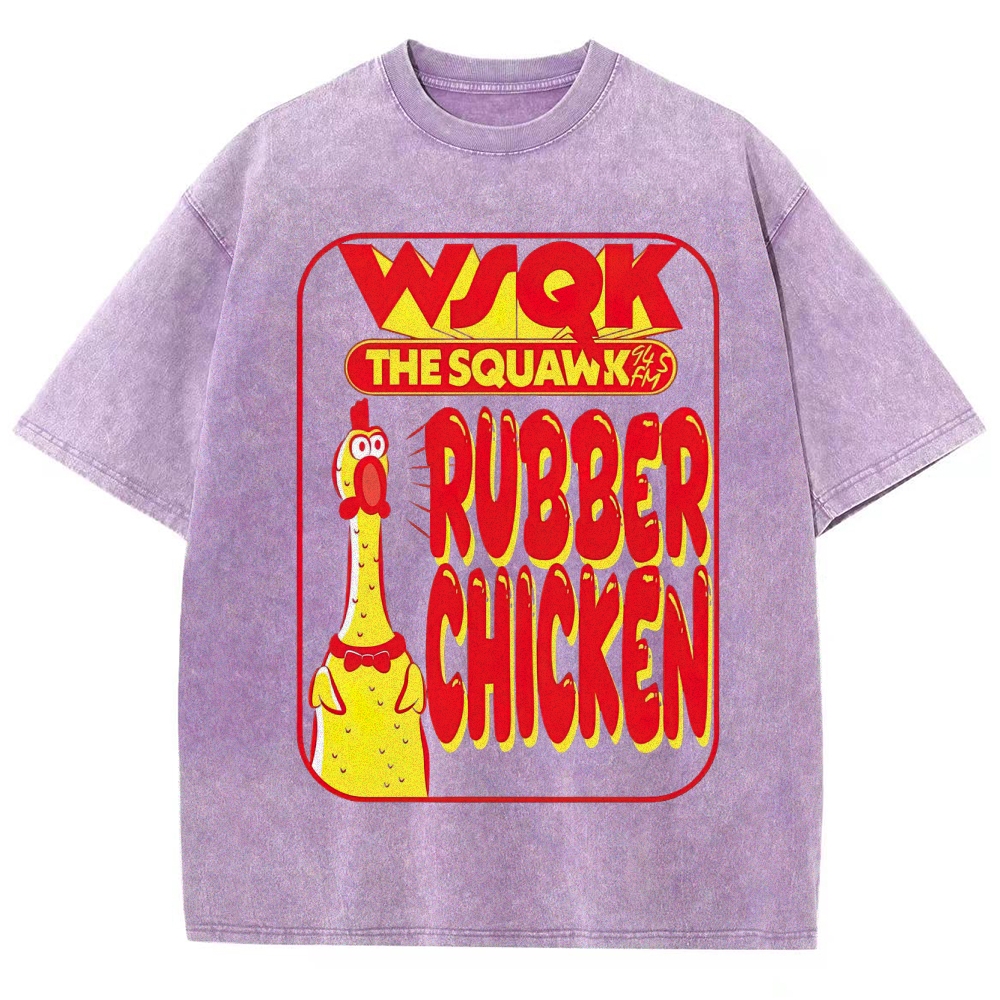 WSQK The Squawk Rubber Chicken Graphic Washed T-Shirt