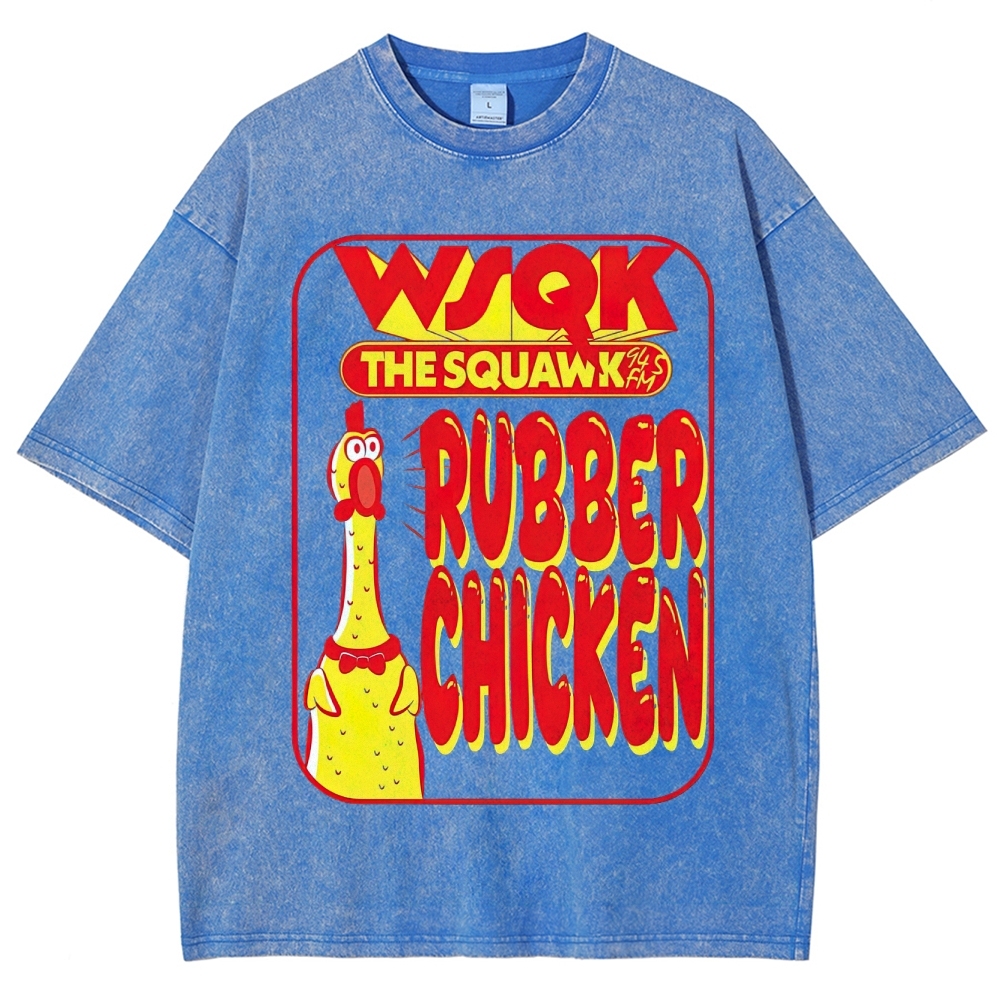 WSQK The Squawk Rubber Chicken Graphic Washed T-Shirt