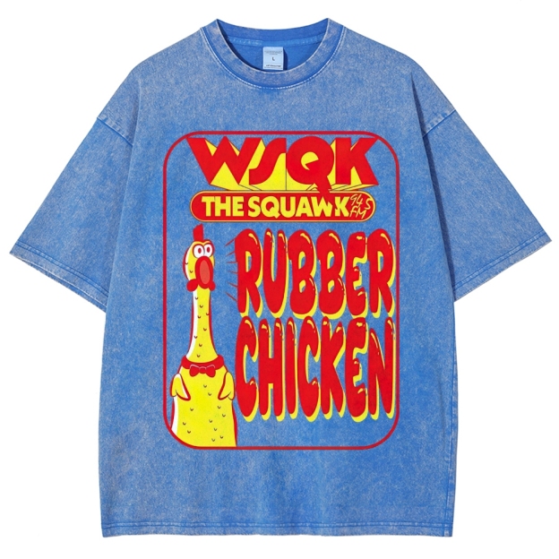 WSQK The Squawk Rubber Chicken Graphic Washed T-Shirt