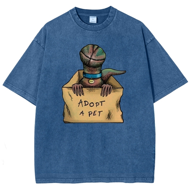 Adopt a Pet Creature Graphic Washed T-Shirt