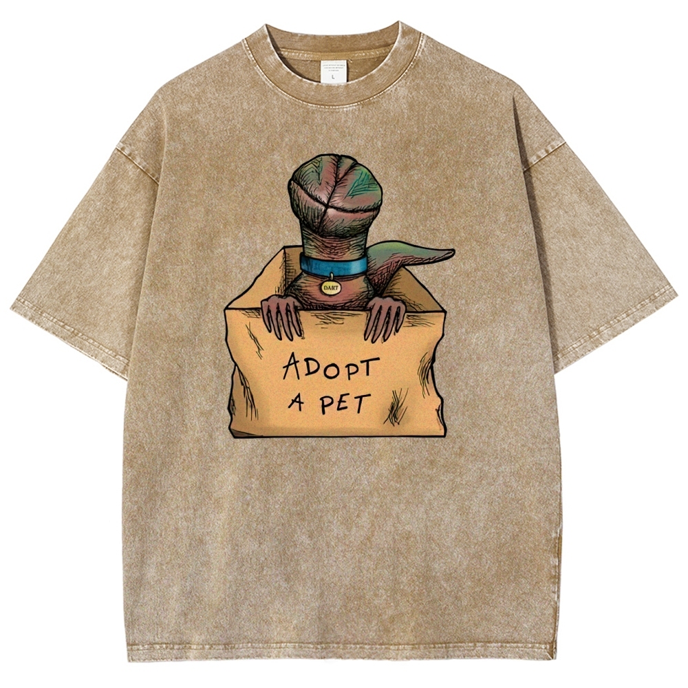 Adopt a Pet Creature Graphic Washed T-Shirt