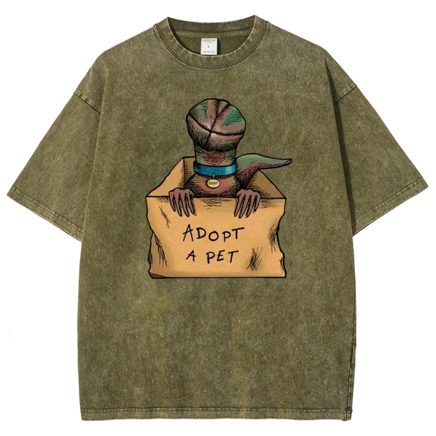 Adopt a Pet Creature Graphic Washed T-Shirt