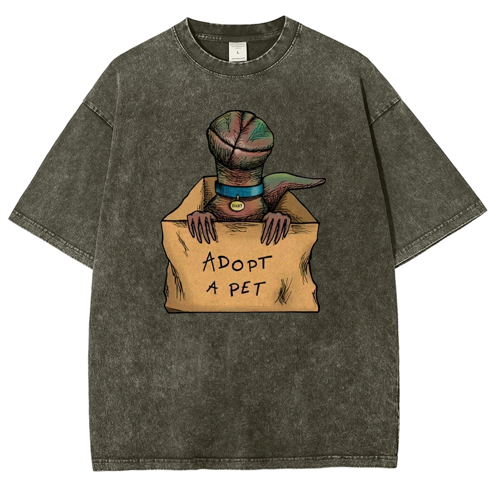 Adopt a Pet Creature Graphic Washed T-Shirt