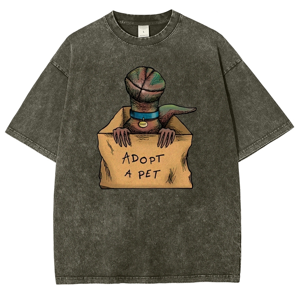 Adopt a Pet Creature Graphic Washed T-Shirt
