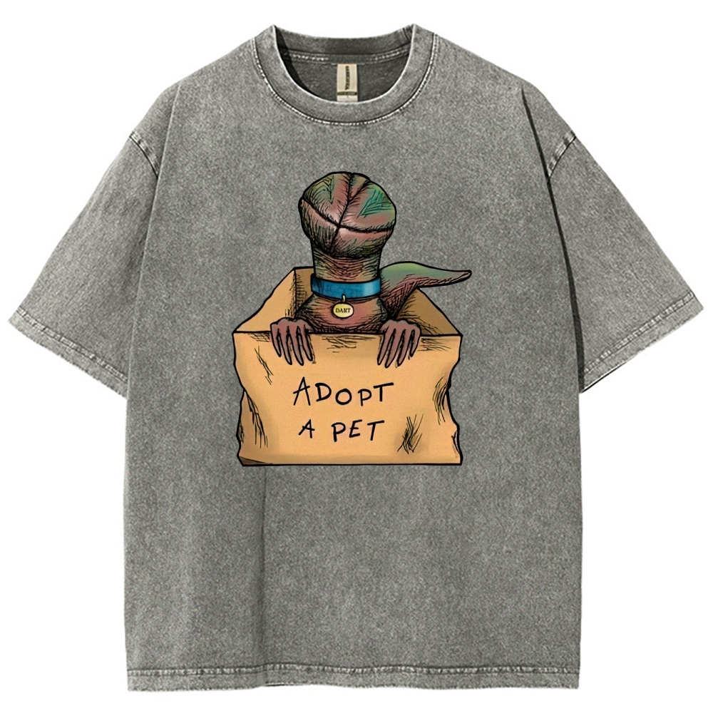 Adopt a Pet Creature Graphic Washed T-Shirt