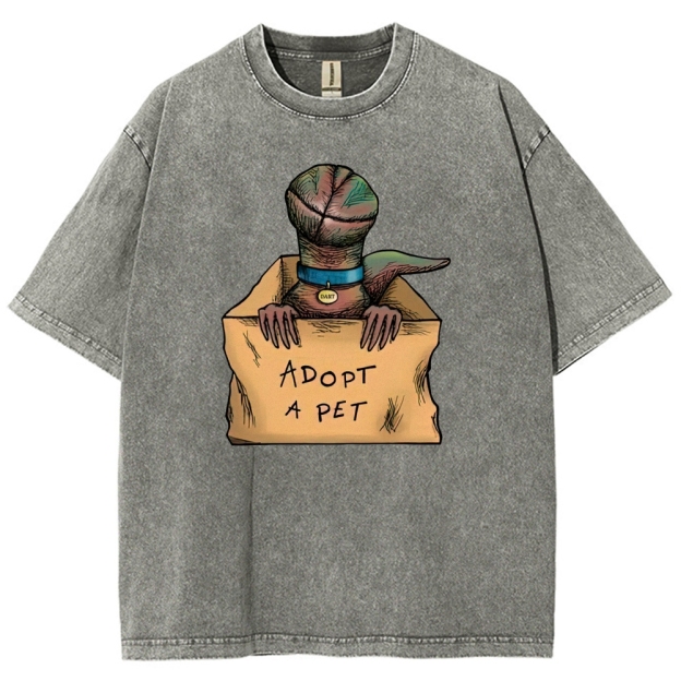 Adopt a Pet Creature Graphic Washed T-Shirt