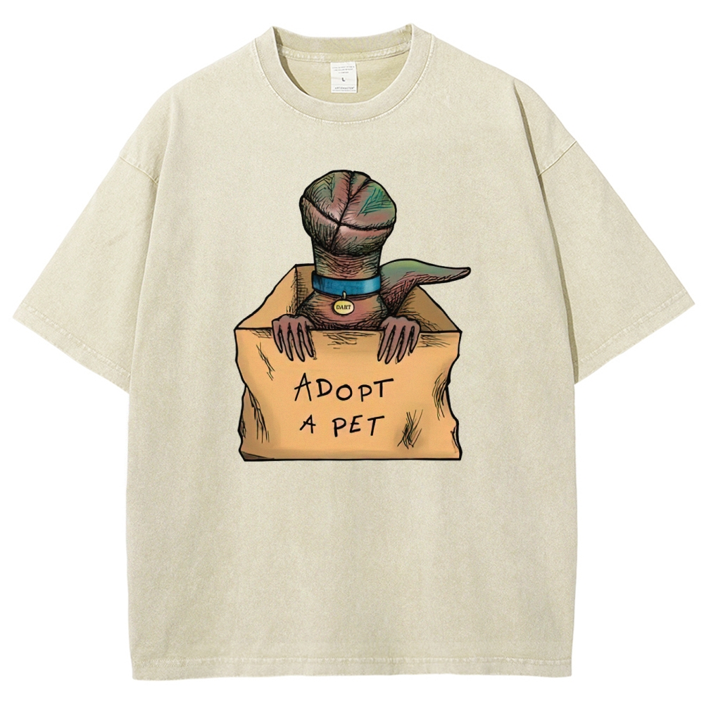 Adopt a Pet Creature Graphic Washed T-Shirt