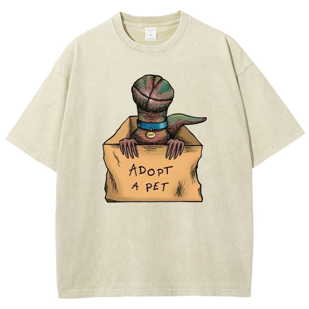 Adopt a Pet Creature Graphic Washed T-Shirt