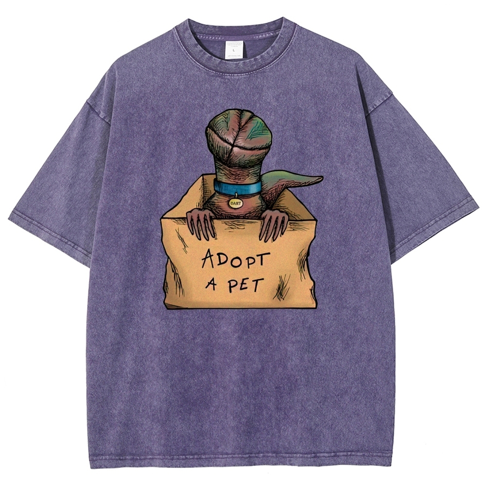 Adopt a Pet Creature Graphic Washed T-Shirt