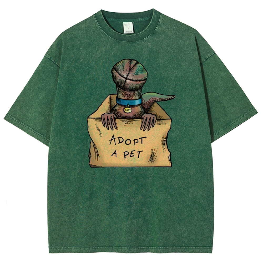 Adopt a Pet Creature Graphic Washed T-Shirt