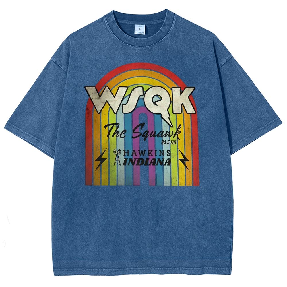 WSQK The Squawk Hawkins Indiana Graphic Washed T-Shirt