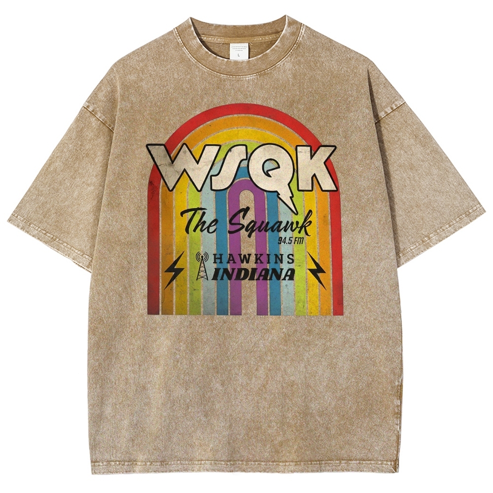 WSQK The Squawk Hawkins Indiana Graphic Washed T-Shirt