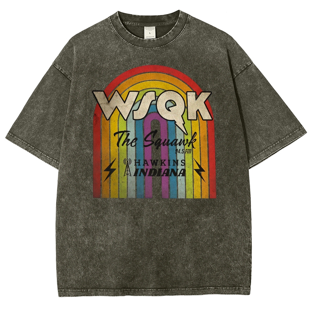 WSQK The Squawk Hawkins Indiana Graphic Washed T-Shirt