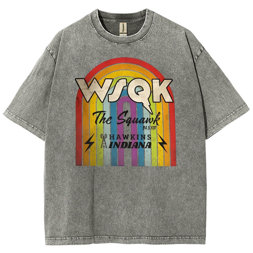 WSQK The Squawk Hawkins Indiana Graphic Washed T-Shirt