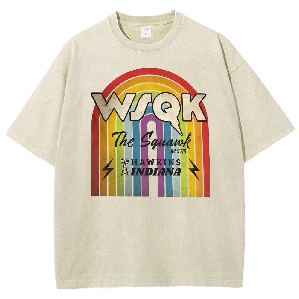 WSQK The Squawk Hawkins Indiana Graphic Washed T-Shirt