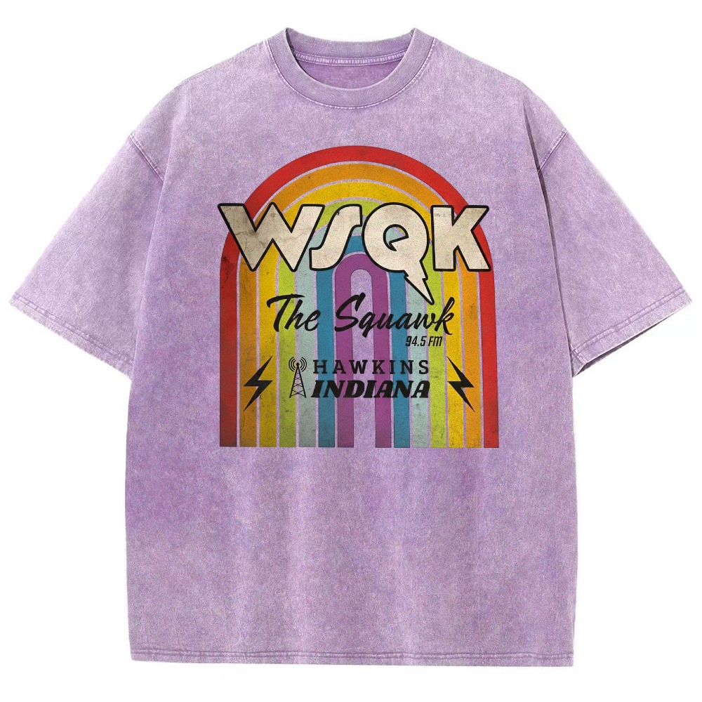 WSQK The Squawk Hawkins Indiana Graphic Washed T-Shirt