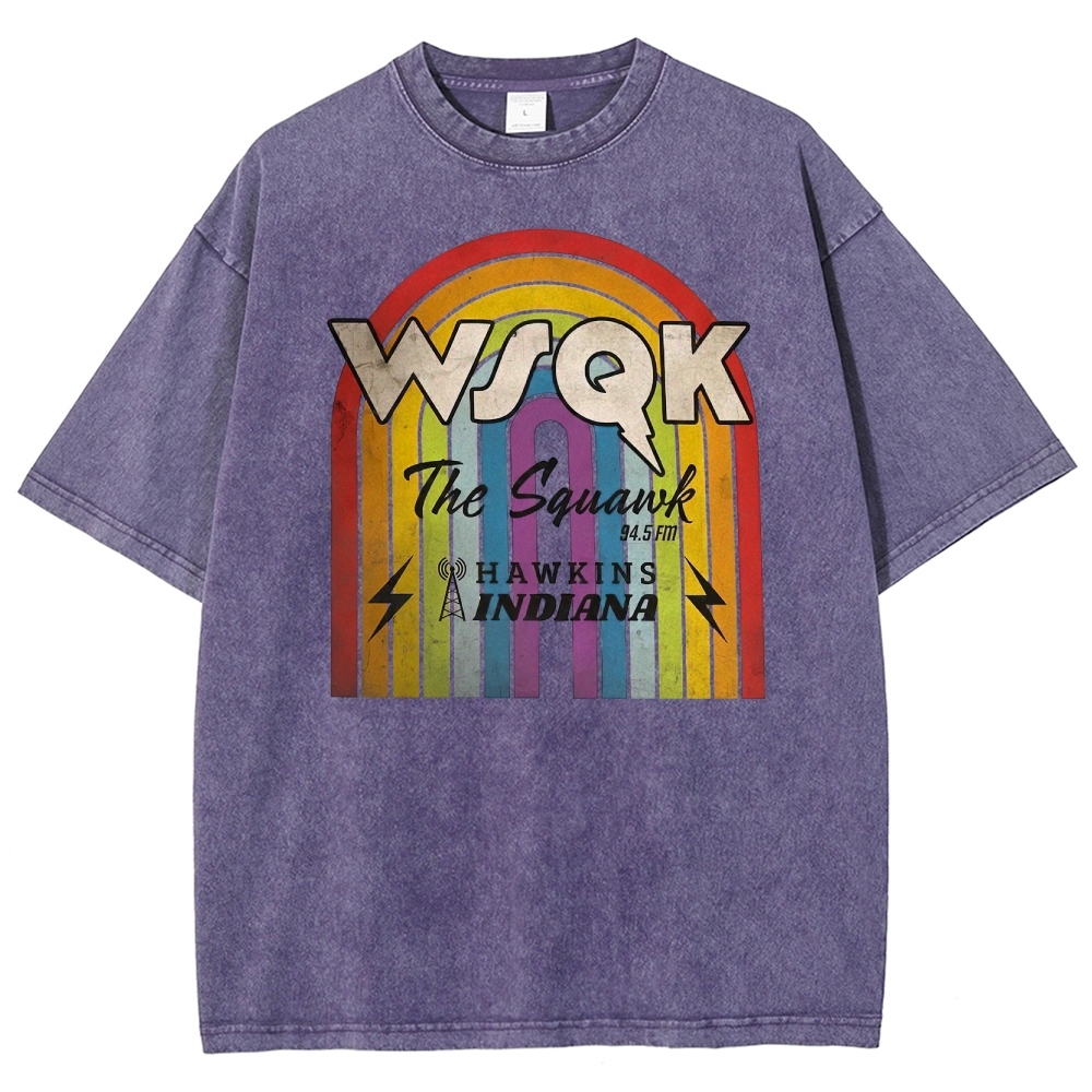 WSQK The Squawk Hawkins Indiana Graphic Washed T-Shirt