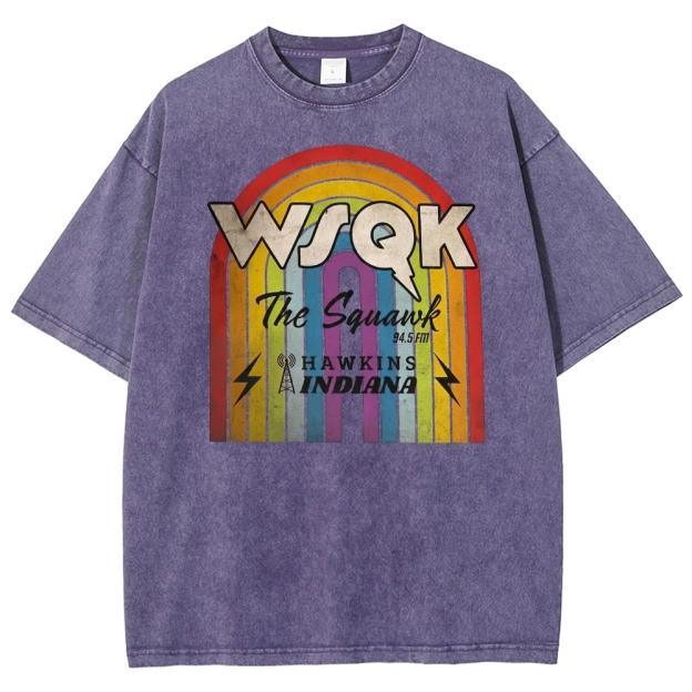 WSQK The Squawk Hawkins Indiana Graphic Washed T-Shirt