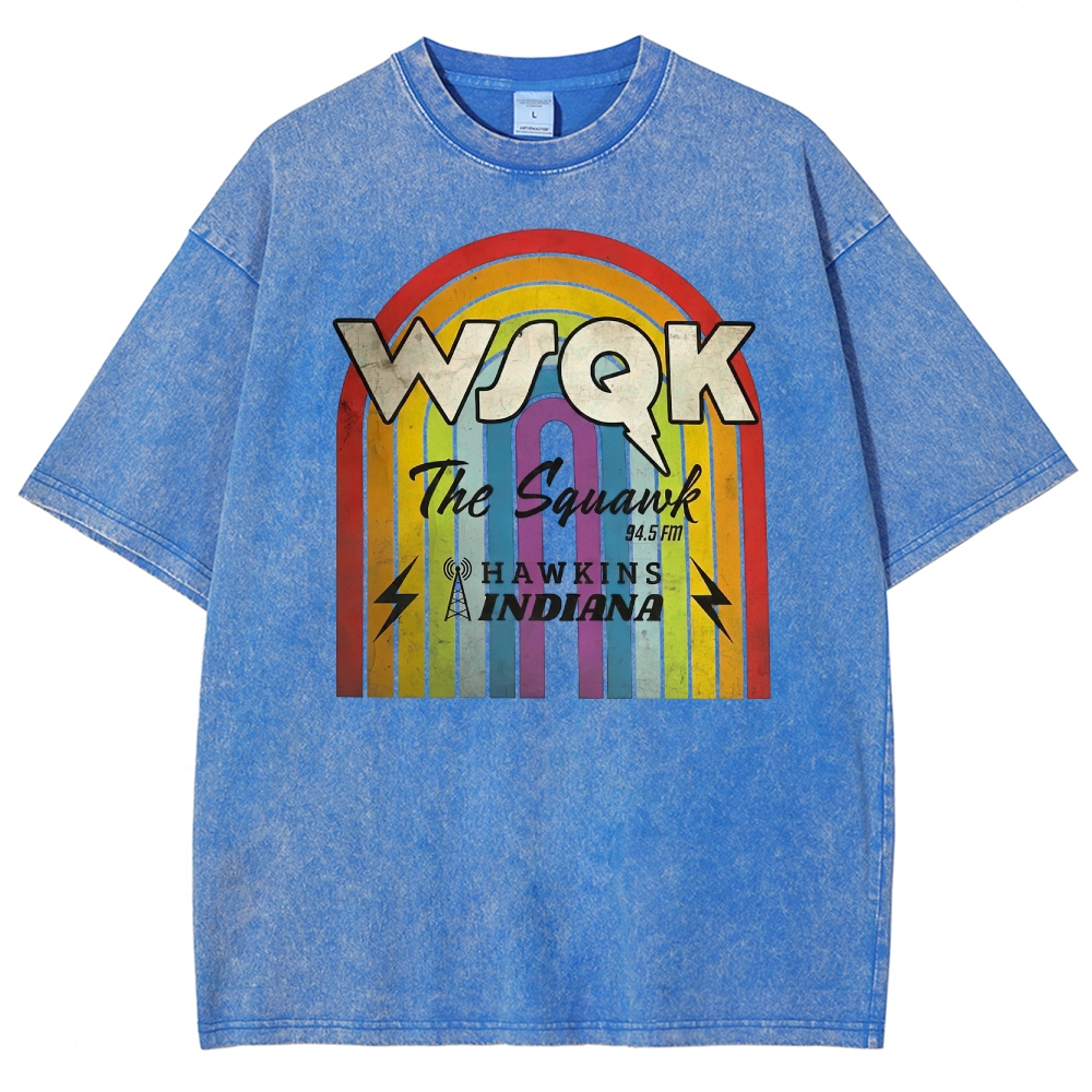 WSQK The Squawk Hawkins Indiana Graphic Washed T-Shirt
