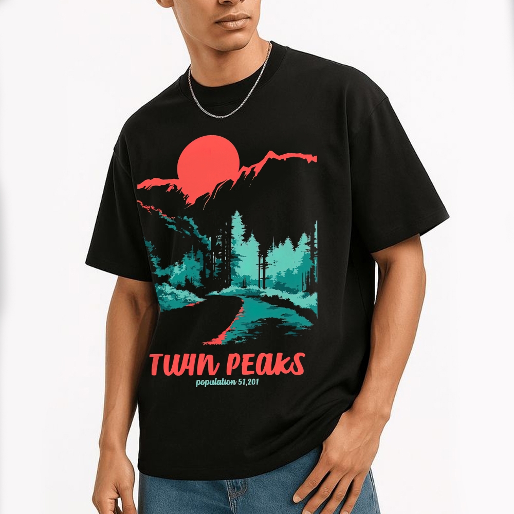 Twin Peaks Population 51201 Graphic Cotton T-shirt