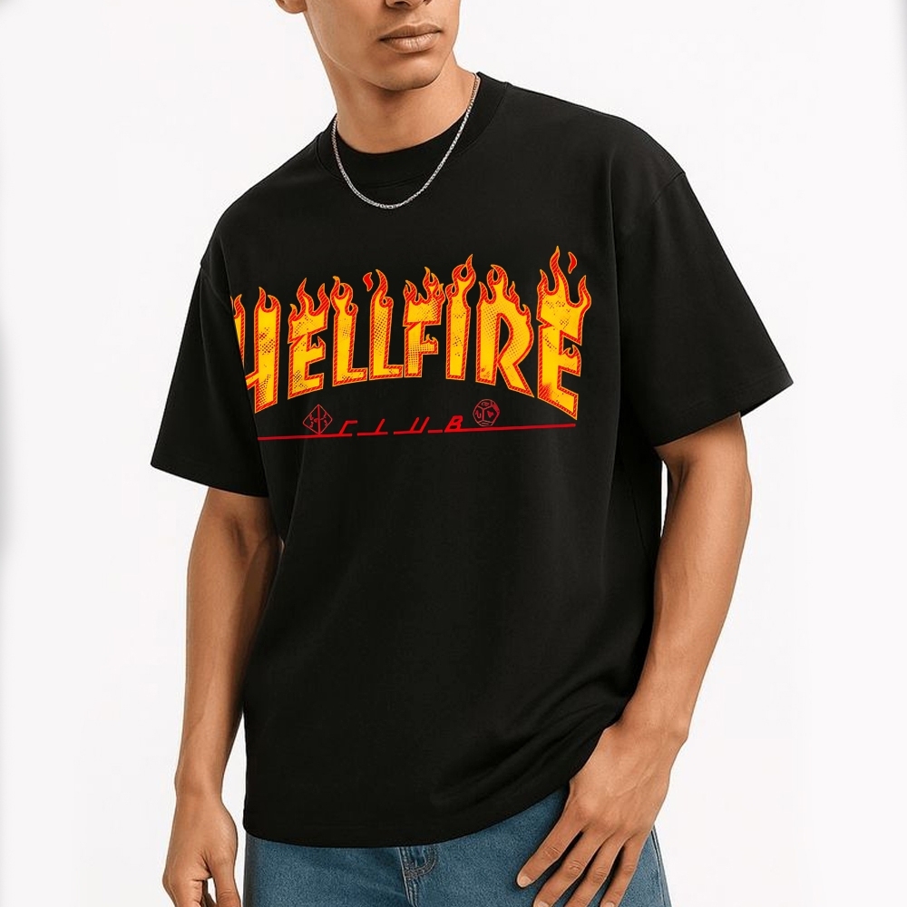 Flame Font Cotton T-shirt 
